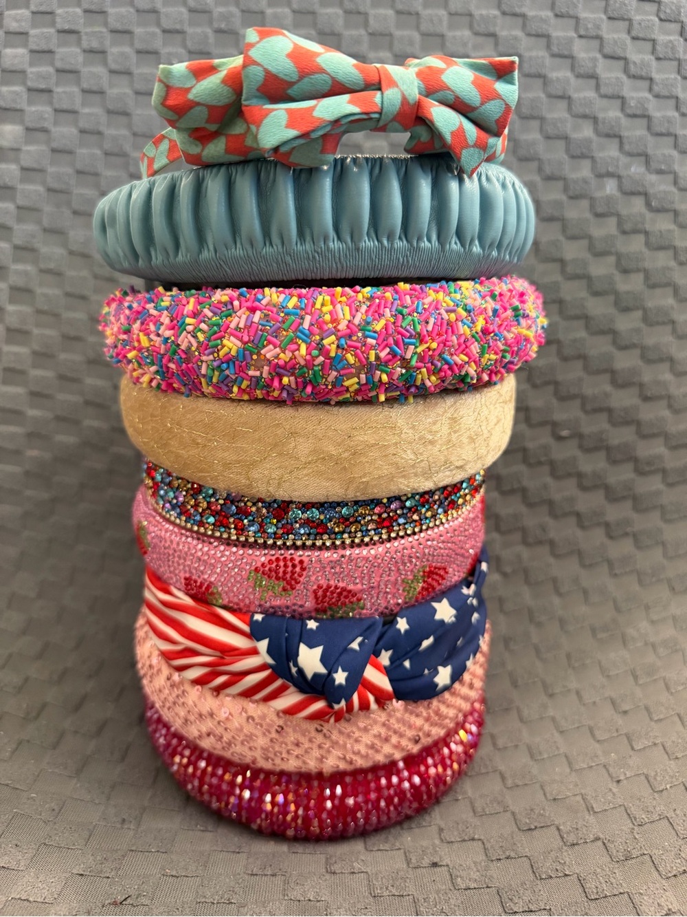 Lot of kids girls Patterned Beaded Headbands - Blue, Pink & Multicolor